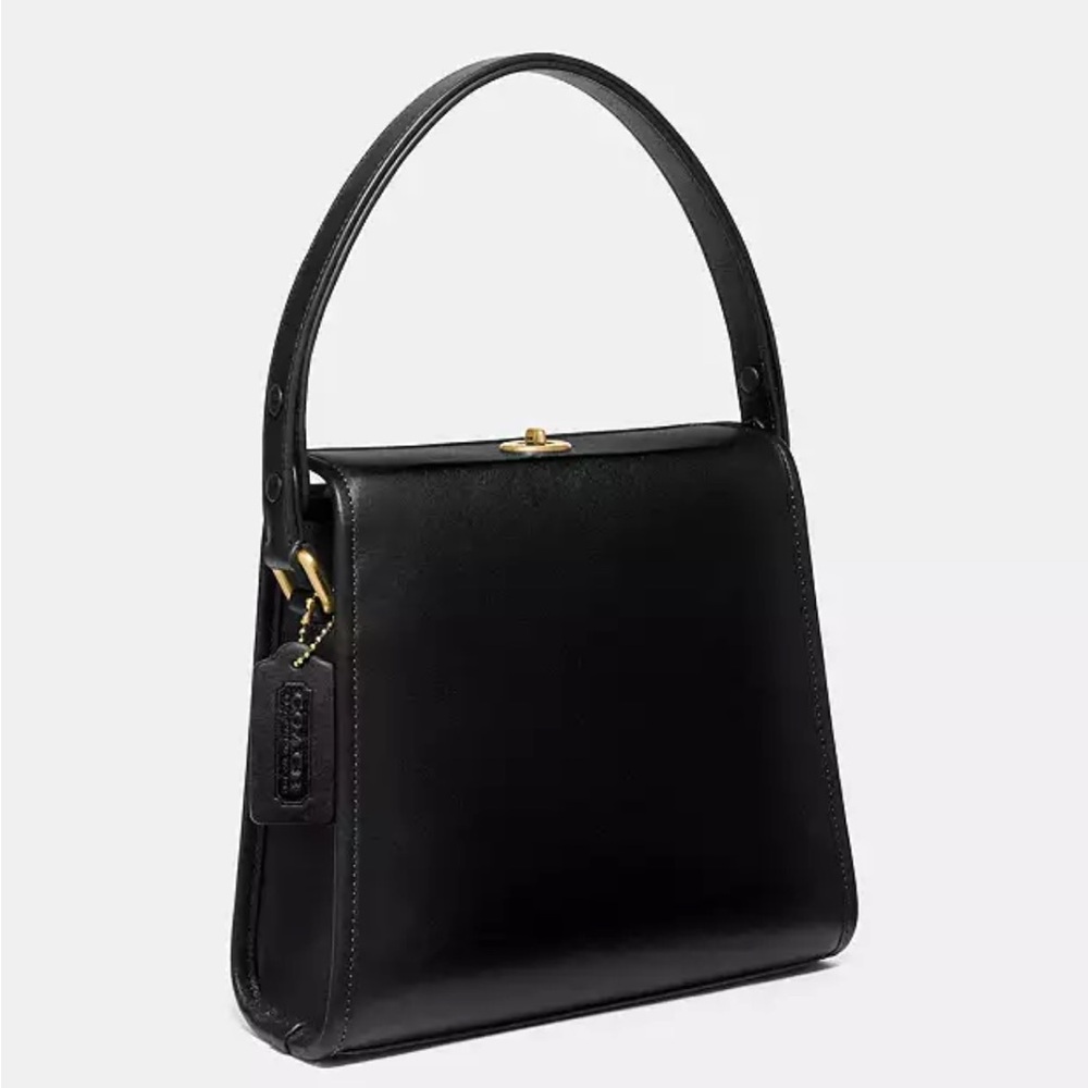 RARE VTG Coach Geometric Bag 9043 Handbag Purse Glove-Tanned Leather Black USA